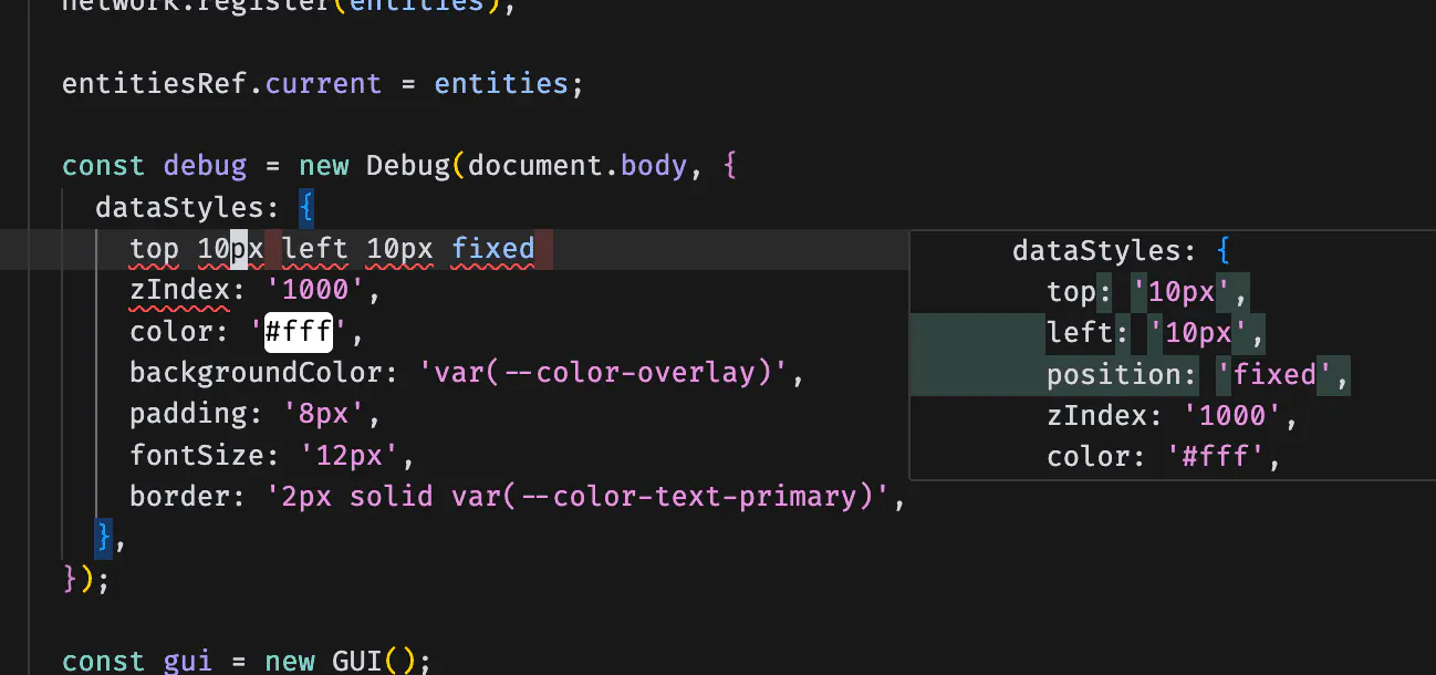 Cursor editor showing smart rewrite feature with inline code transformation